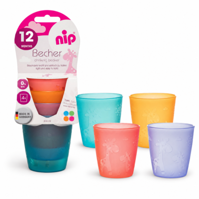 Kubek dla dziecka nietłukący NIP 4 szt. 250 ml  bez BPA Germany 12m+ #zdjecie1