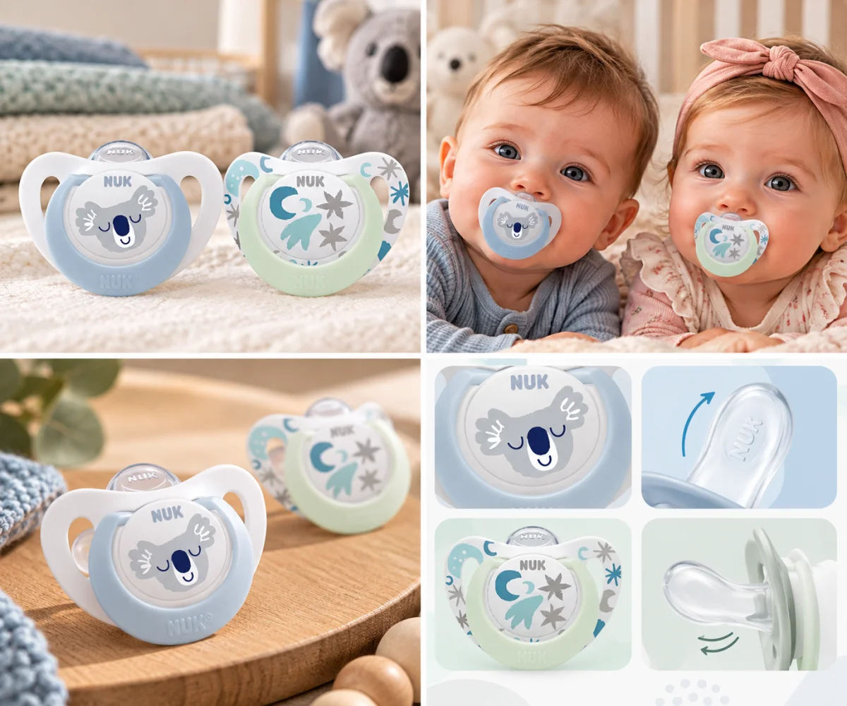 Smoczki Silikonowe NUK Star 0-6 Miesięcy Dzień Noc Świeci w Ciemności 2szt #zdjecie6