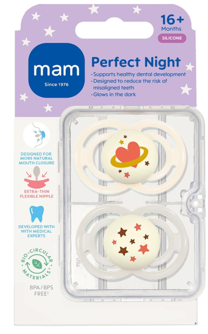 Smoczek uspokajający MAM Perfect Night 16m+ świecący silikon 2 szt. kremowy #zdjecie2
