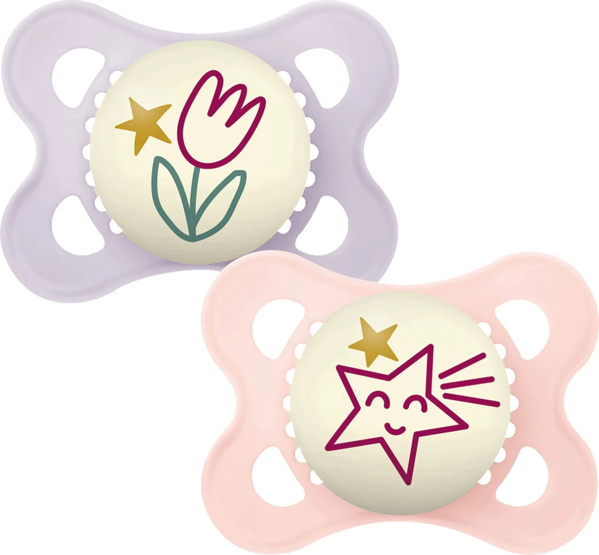 Smoczek MAM Original Night 0-6 m świecący w nocy silikon 2 szt. tulipan box #zdjecie3