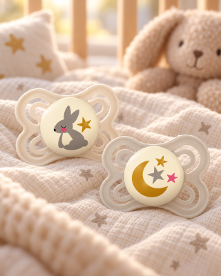 Smoczek MAM Perfect Night 0-6 m świecący silikon 2 szt. zając księżyc box #zdjecie3