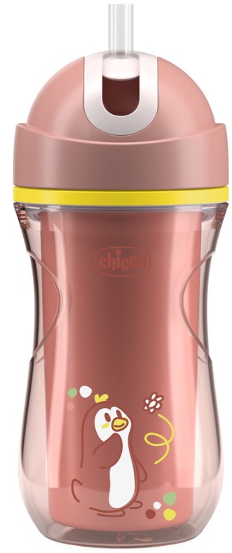 Kubek termiczny ze słomką Chicco Sport Cup 266 ml 14m+ pingwin różowy box #zdjecie1