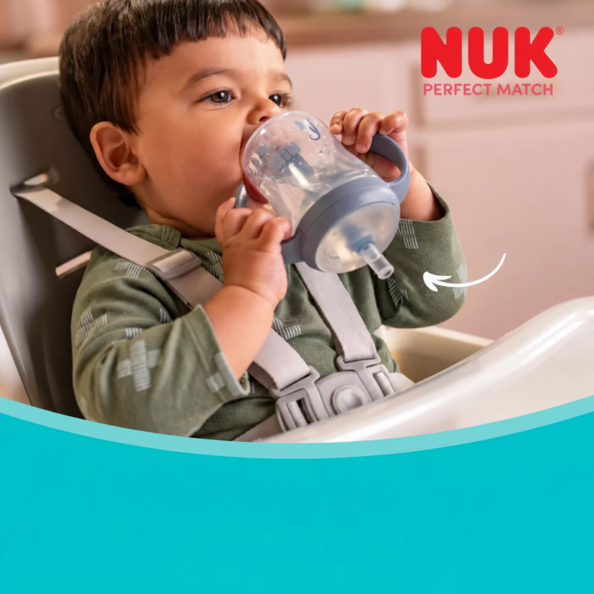 Kubek ze słomką NUK Perfect Match 260 ml 8m+ niekapek z uchwytami pingwin #zdjecie7