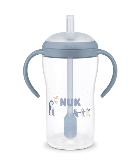 Kubek ze słomką NUK Perfect Match 260 ml 8m+ niekapek z uchwytami pingwin #zdjecie1