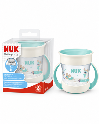 Kubek NUK Mini Magic Cup 360 160 ml 6m+ turkusowy myszki niekapek uchwyty #zdjecie2