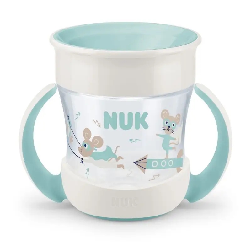 Kubek NUK Mini Magic Cup 360 160 ml 6m+ turkusowy myszki niekapek uchwyty #zdjecie1
