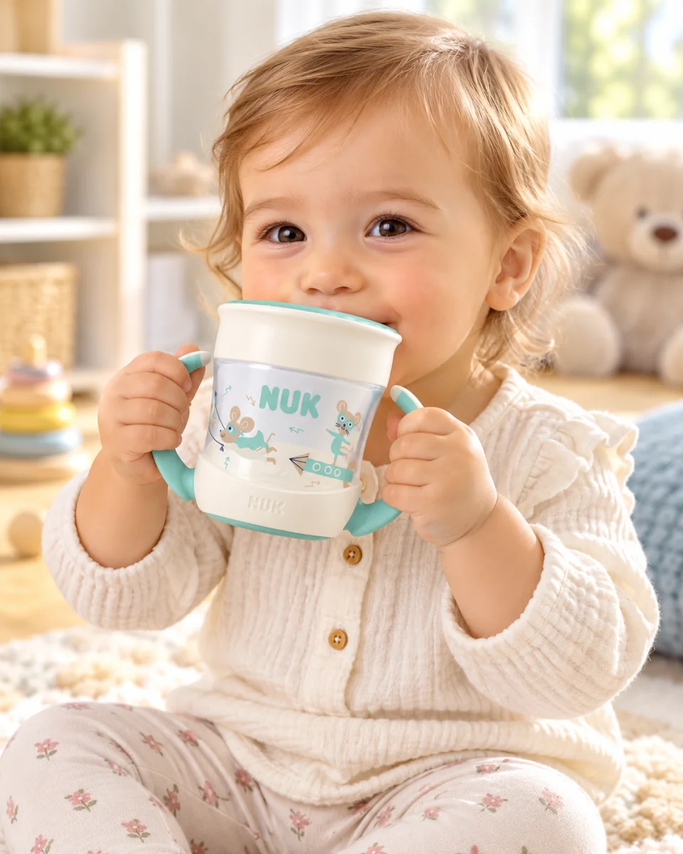 Kubek NUK Mini Magic Cup 360 160 ml 6m+ turkusowy myszki niekapek uchwyty #zdjecie4