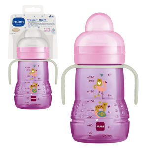 Kubek niekapek MAM Trainer+ Night 220 ml 4m+ z ustnikiem świecące uchwyty #zdjecie1
