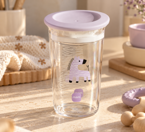 Kubek niekapek 360 MAM Easy to Drink Cup 290 ml 8m+ do nauki picia zebra #zdjecie6