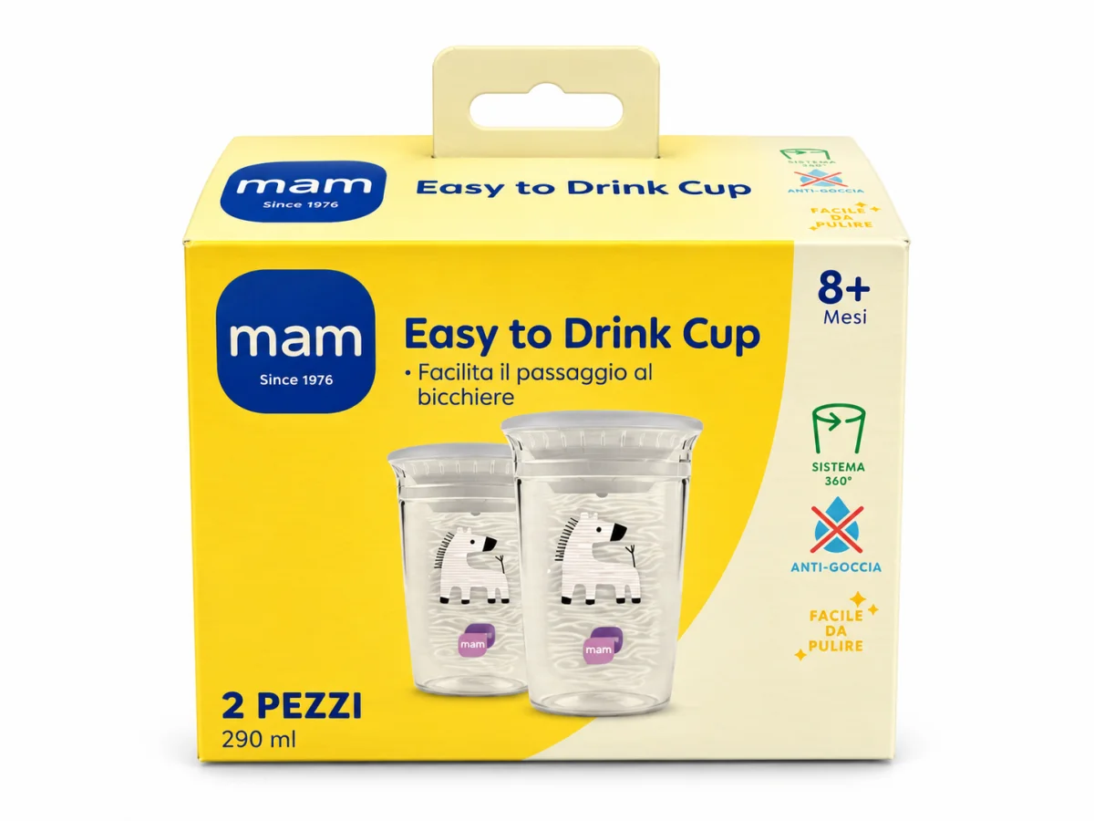 Kubek niekapek 360 MAM Easy to Drink Cup 290 ml 8m+ do nauki picia zebra #zdjecie7