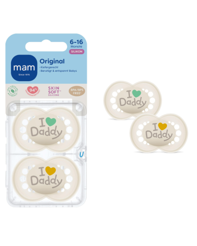 Smoczek Uspokajający MAM Original 6-16m Silikon 2 szt. I Love Daddy Box #zdjecie1