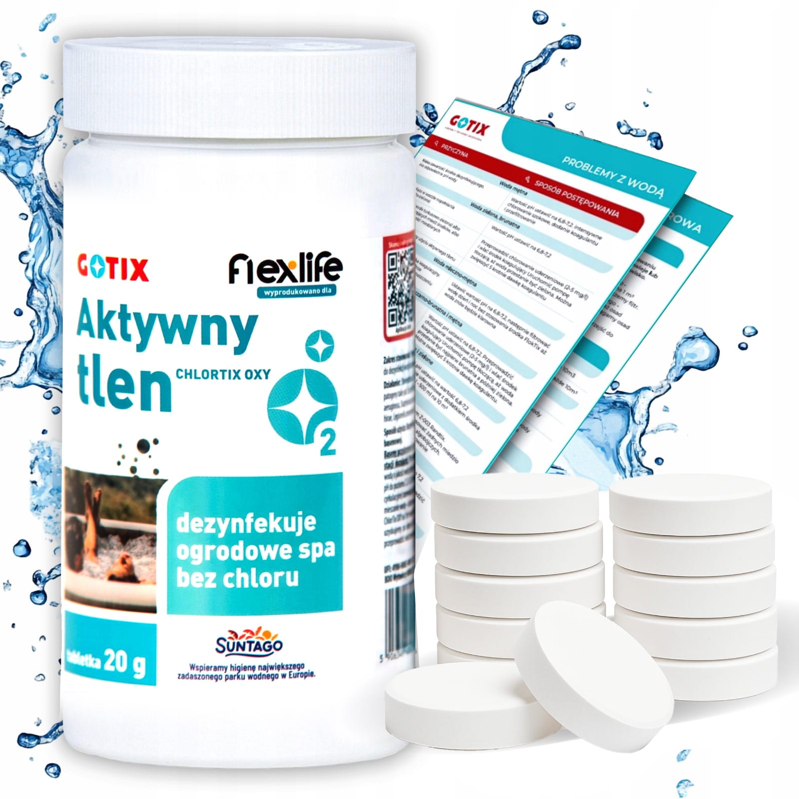Chemia do SPA Tabletki Gotix ChlorTix OXY 1kg Aktywny Tlen Bezchlorowy