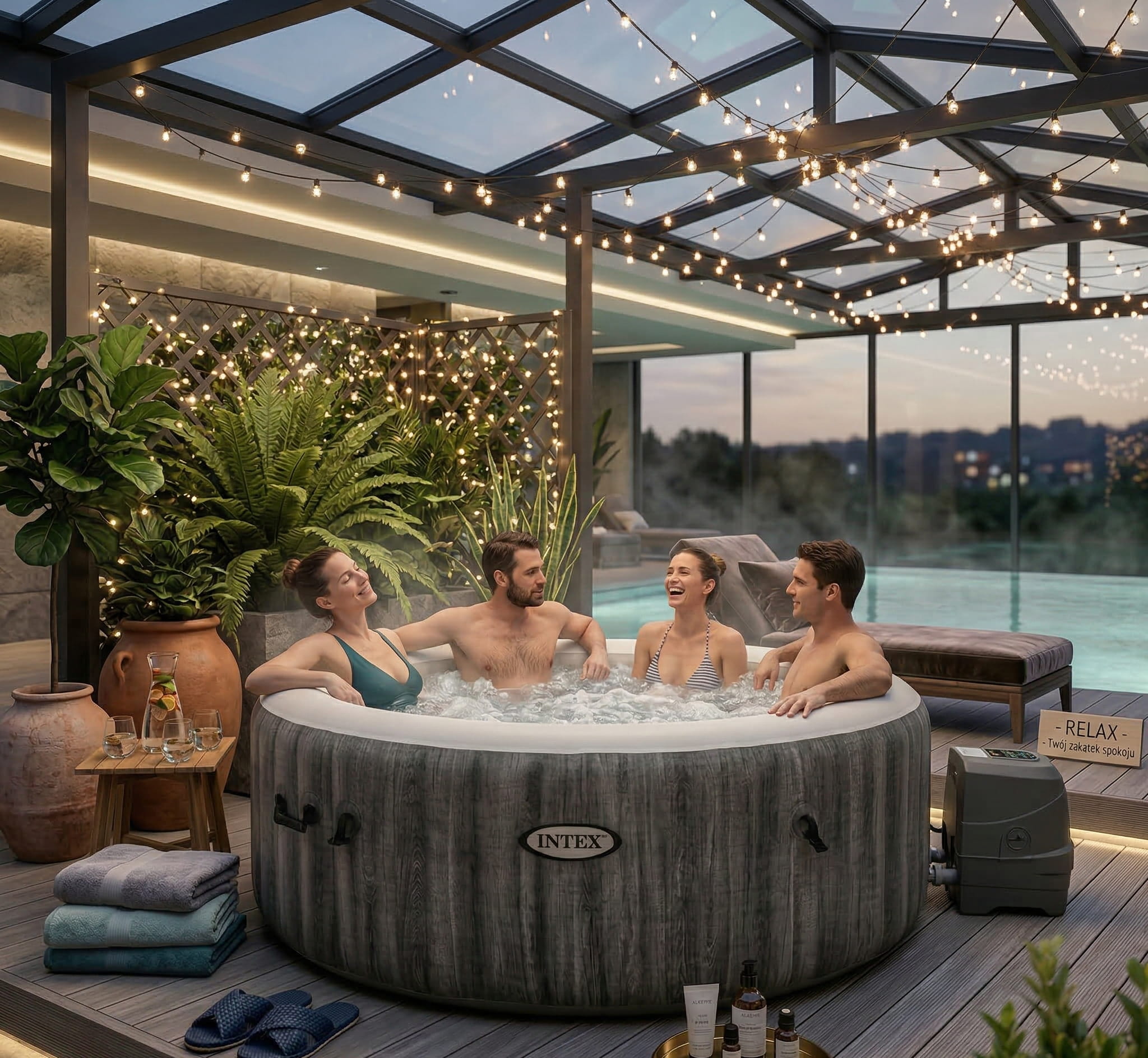jacuzzi spa ogrodowe INTEX 6 osobowe LED