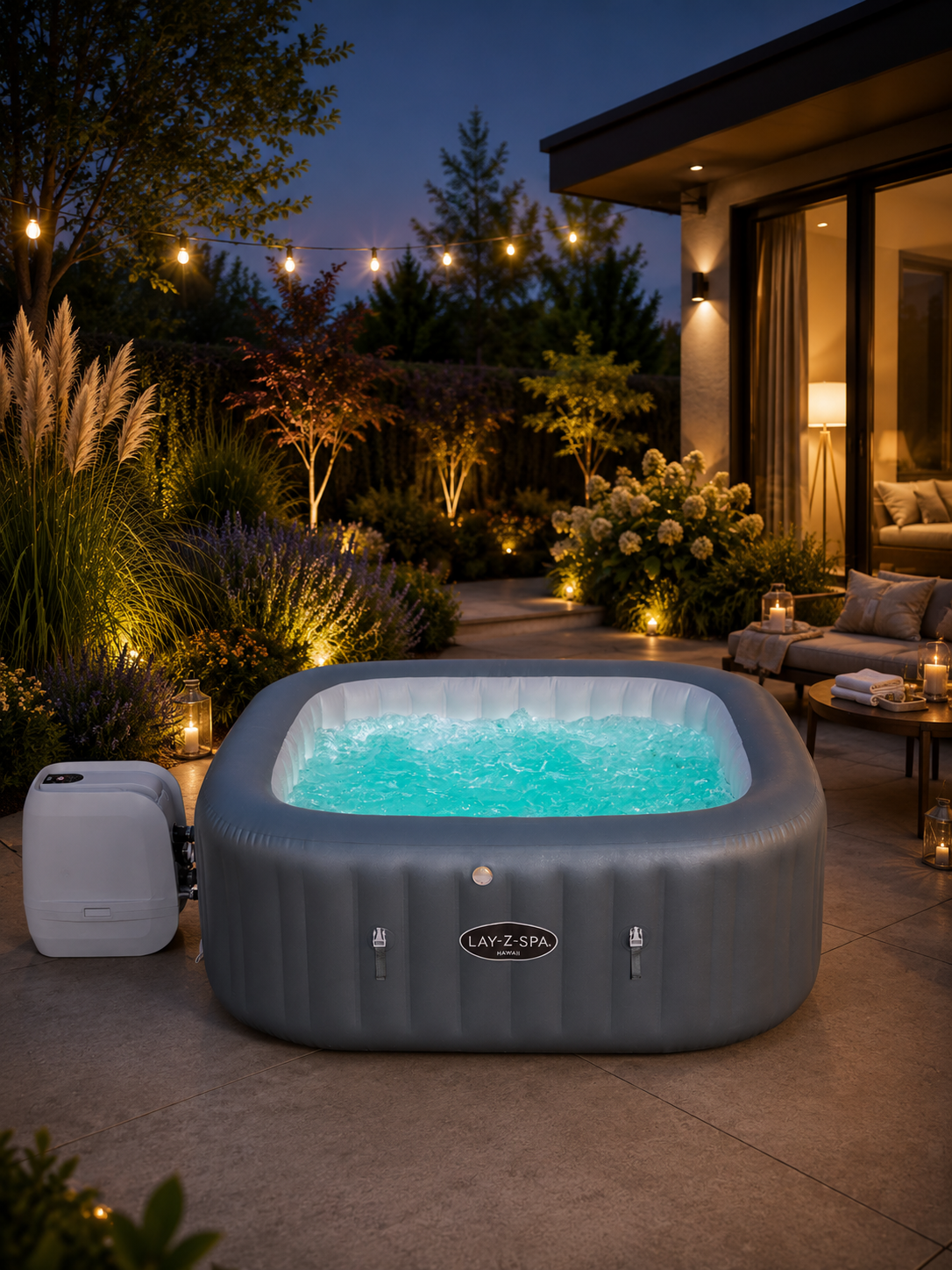 Zestaw lampka LED + Jacuzzi SPA ogrodowe Bestway 60031 Hawaii HydroJet Pro 6osobowe 180 cm WiFi