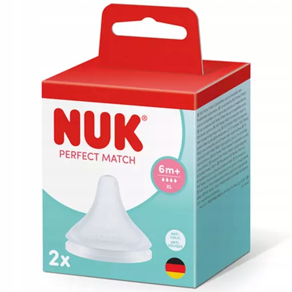 Smoczki do Butelek NUK Perfect Match 6m+ Przepływ XL Silikonowe Zestaw 2szt
