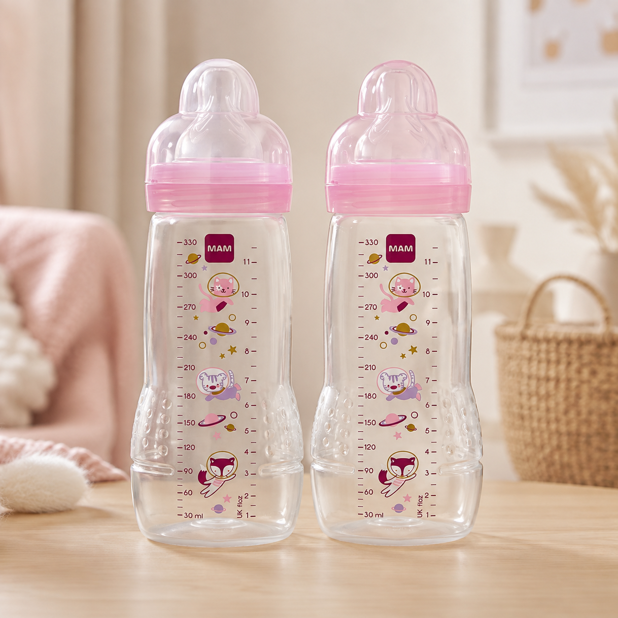 Butelka MAM Easy Active 330ml 2szt 4m+ smoczek rozmiar 2 różowa kosmos #zdjecie7