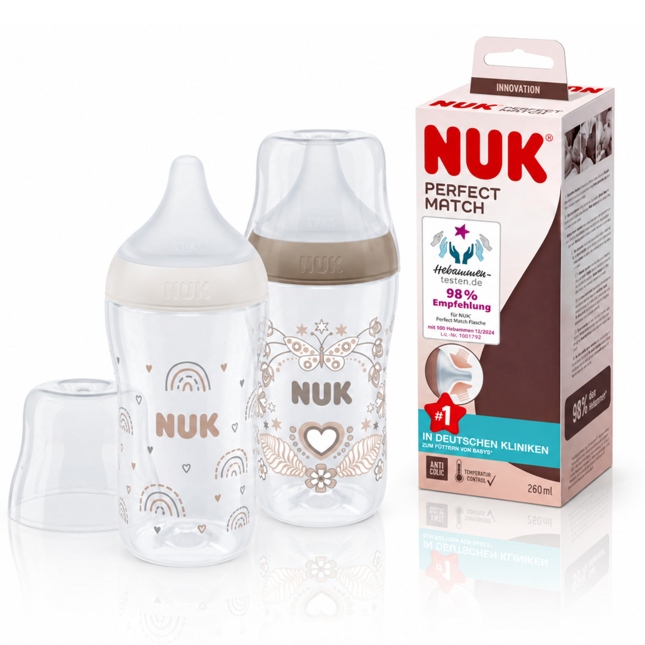 Butelki NUK Perfect Match 260ml Antykolkowe Zestaw 2 szt Wskaźnik Temp 3m+ #zdjecie1