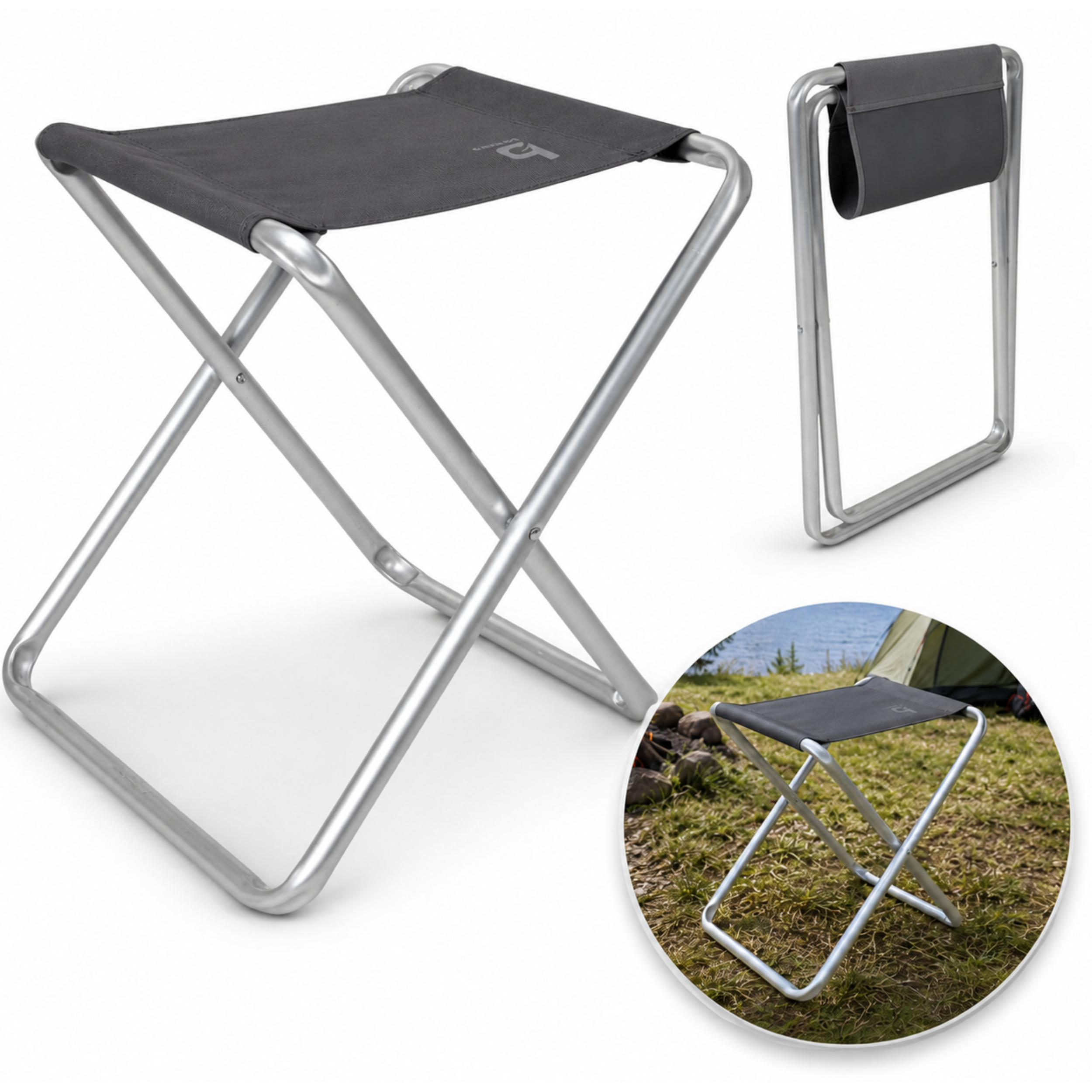 Taboret turystyczny Bo-Camp składany aluminium 40x40x46 cm do 80 kg szary #zdjecie1