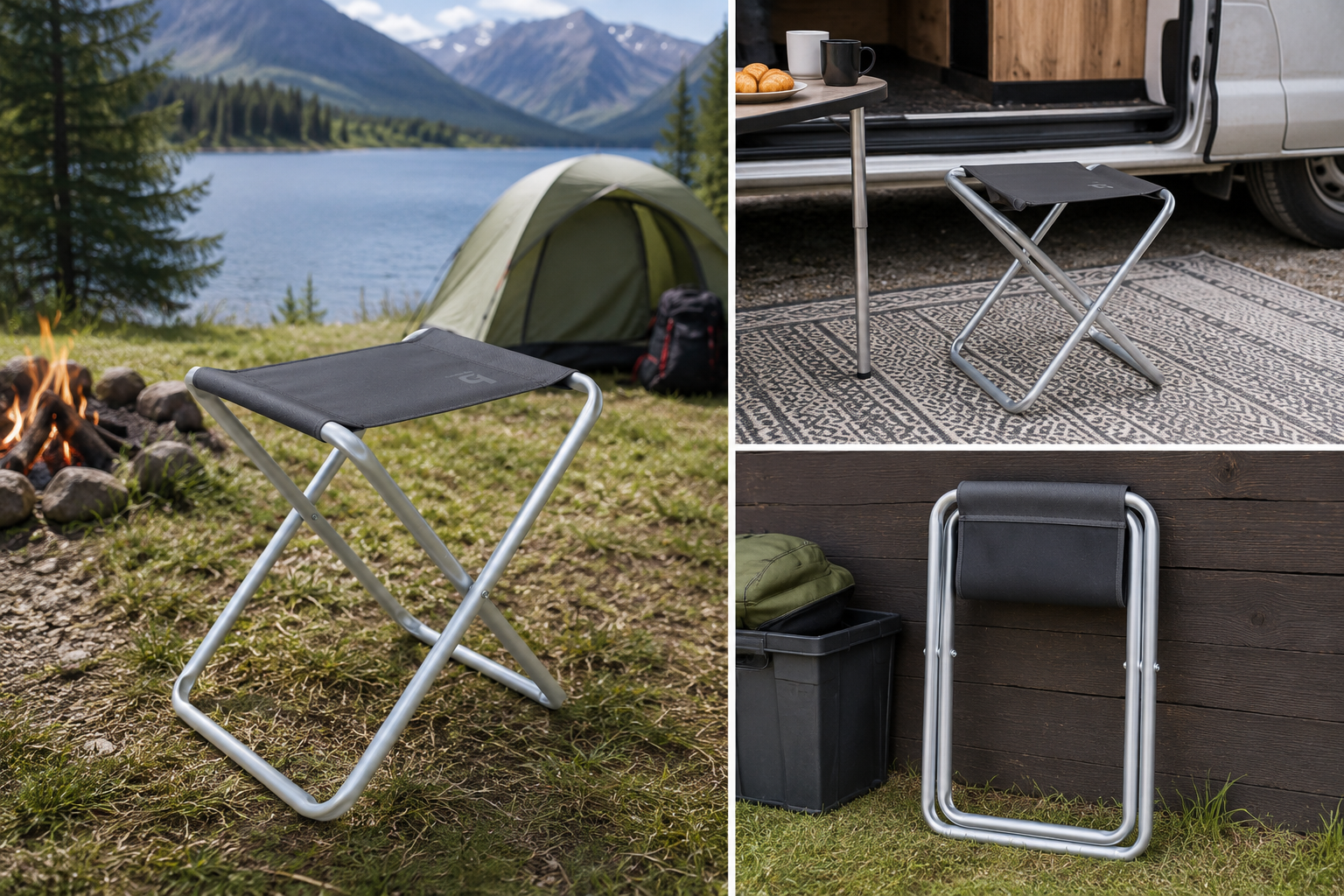 Taboret turystyczny Bo-Camp składany aluminium 40x40x46 cm do 80 kg szary #zdjecie8