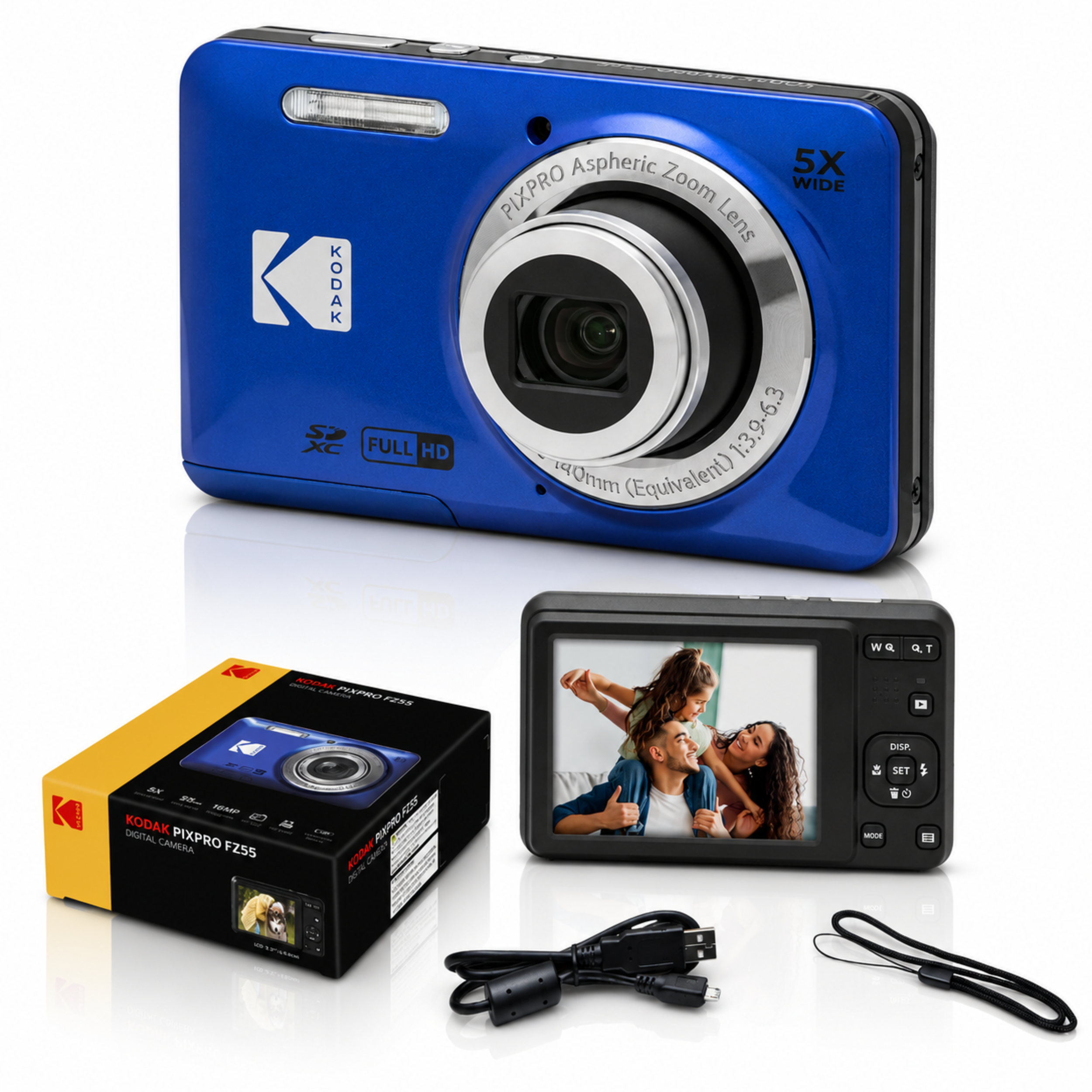 Aparat cyfrowy Kodak PIXPRO FZ55 16MP Zoom 5x Full HD Kompaktowy Niebieski #zdjecie2