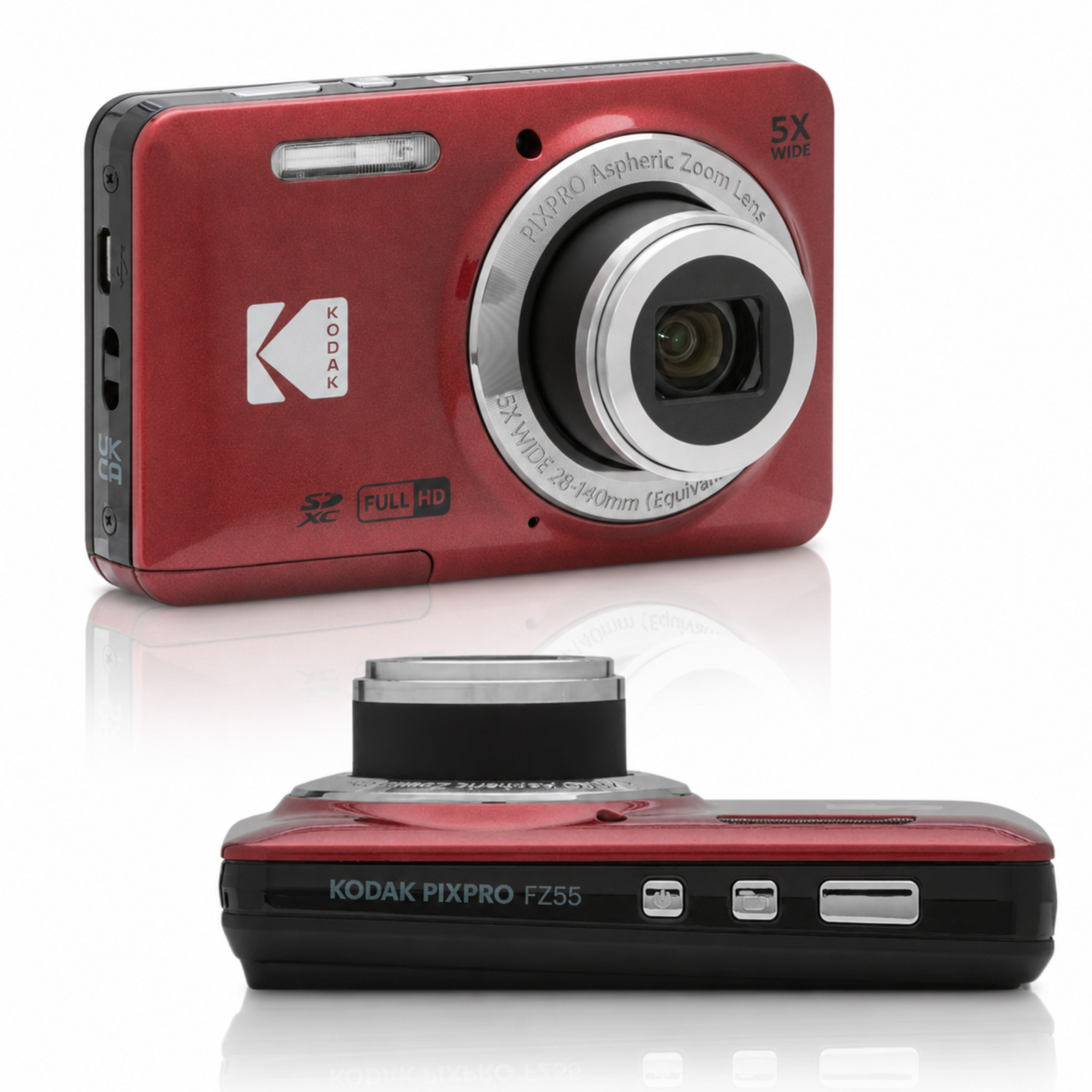 Kodak PIXPRO FZ55 Aparat Kompaktowy Cyfrowy 16MP Full HD Retro Czerwony #zdjecie5