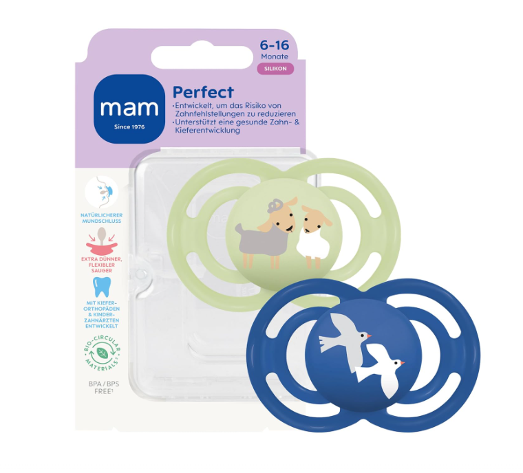 Smoczki MAM Perfect 6-16m 2szt silikon SkinSoft owce ptaki z pudełkiem #zdjecie1