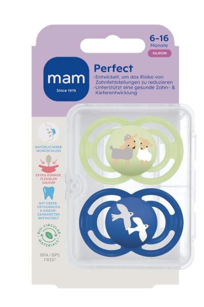 Smoczki MAM Perfect 6-16m 2szt silikon SkinSoft owce ptaki z pudełkiem #zdjecie2
