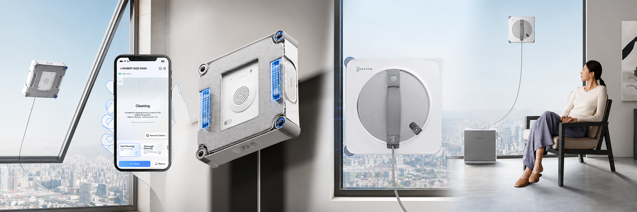 Ecovacs WINBOT W2S PRO OMNI robot do mycia okien stacja bezprzewodowy biały #zdjecie5