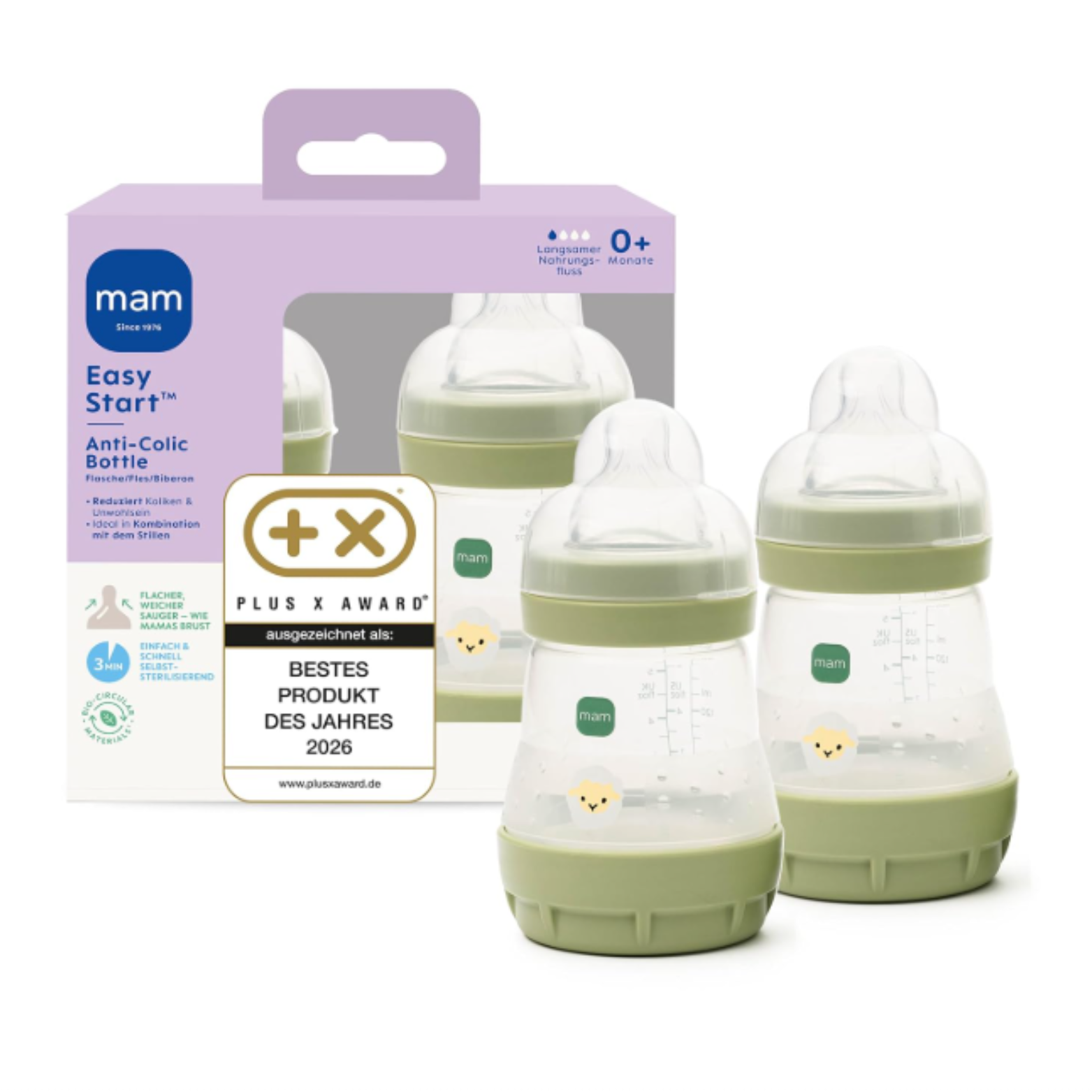 Butelka antykolkowa 2 szt MAM Easy Start Anti-Colic 160 ml 0m+ owca #zdjecie1