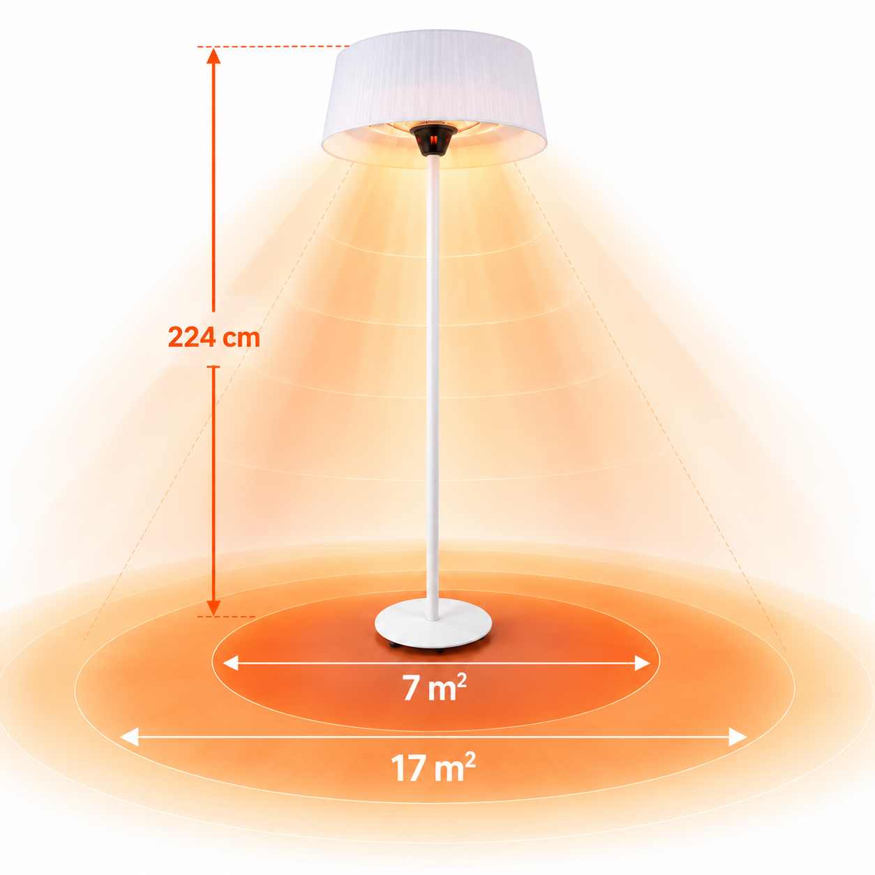 Lampa grzewcza tarasowa Sunred promiennik podczerwieni 2100W stojący biała #zdjecie5