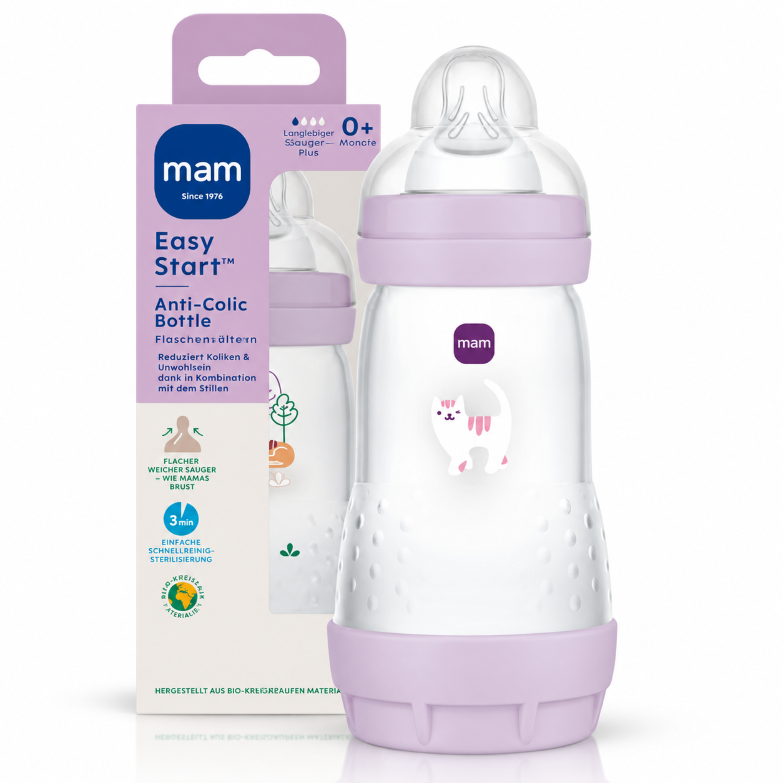 Butelka antykolkowa MAM Easy Start 260ml 0m+ przepływ 1 Fioletowa #zdjecie1