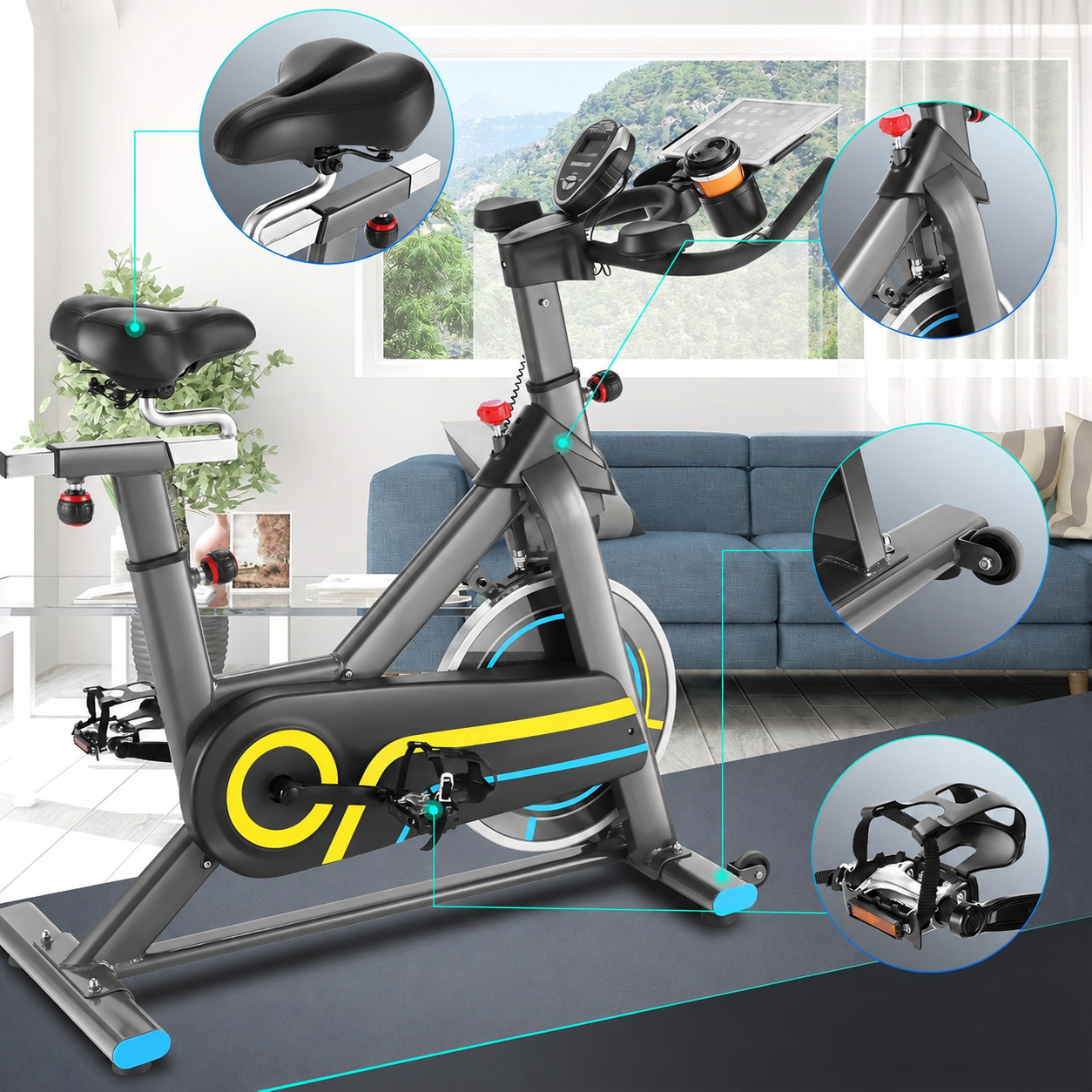 Rower Spinningowy ANCHEER Magnetyczny 150kg LCD Bluetooth App Puls Trening #zdjecie2