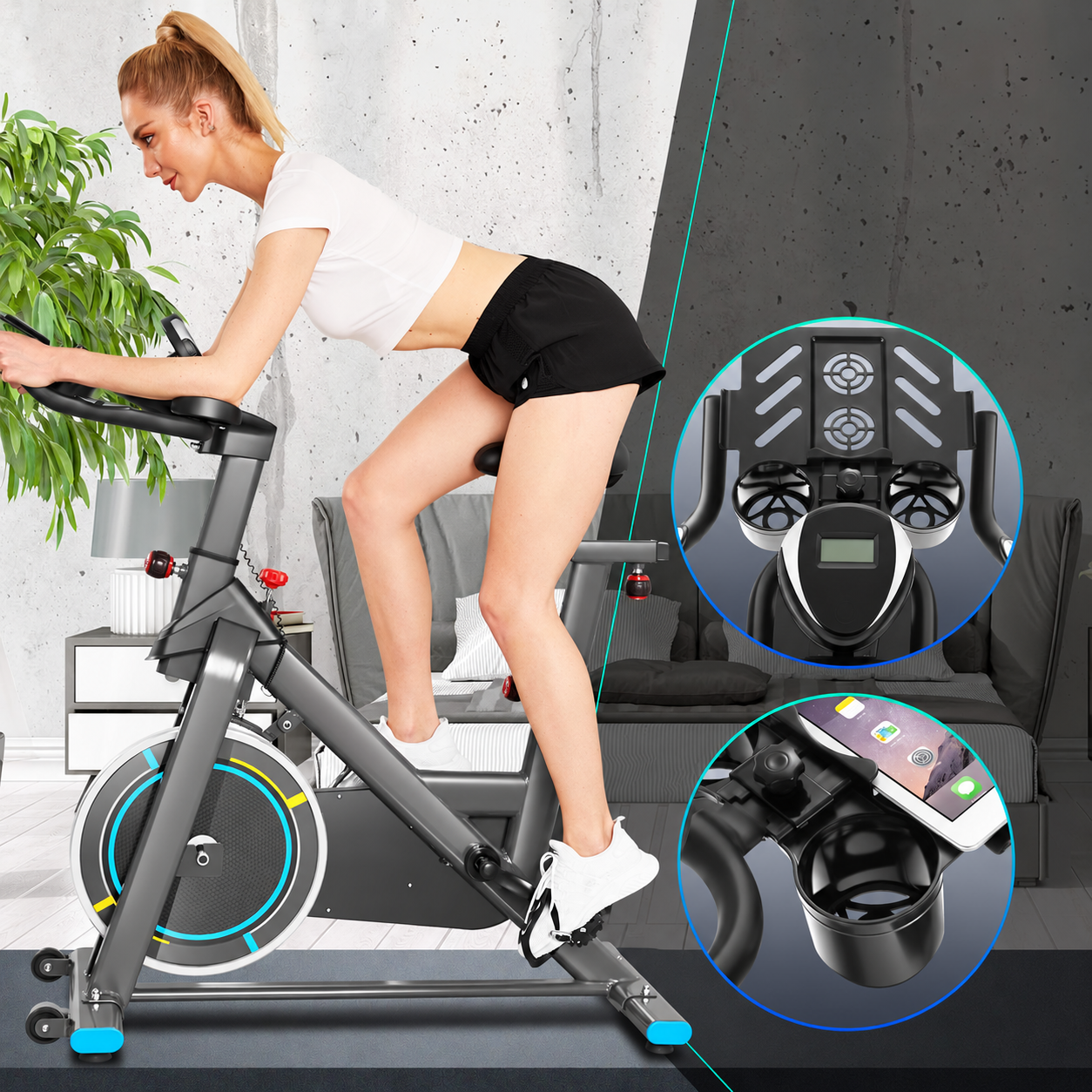Rower Spinningowy ANCHEER Magnetyczny 150kg LCD Bluetooth App Puls Trening #zdjecie4