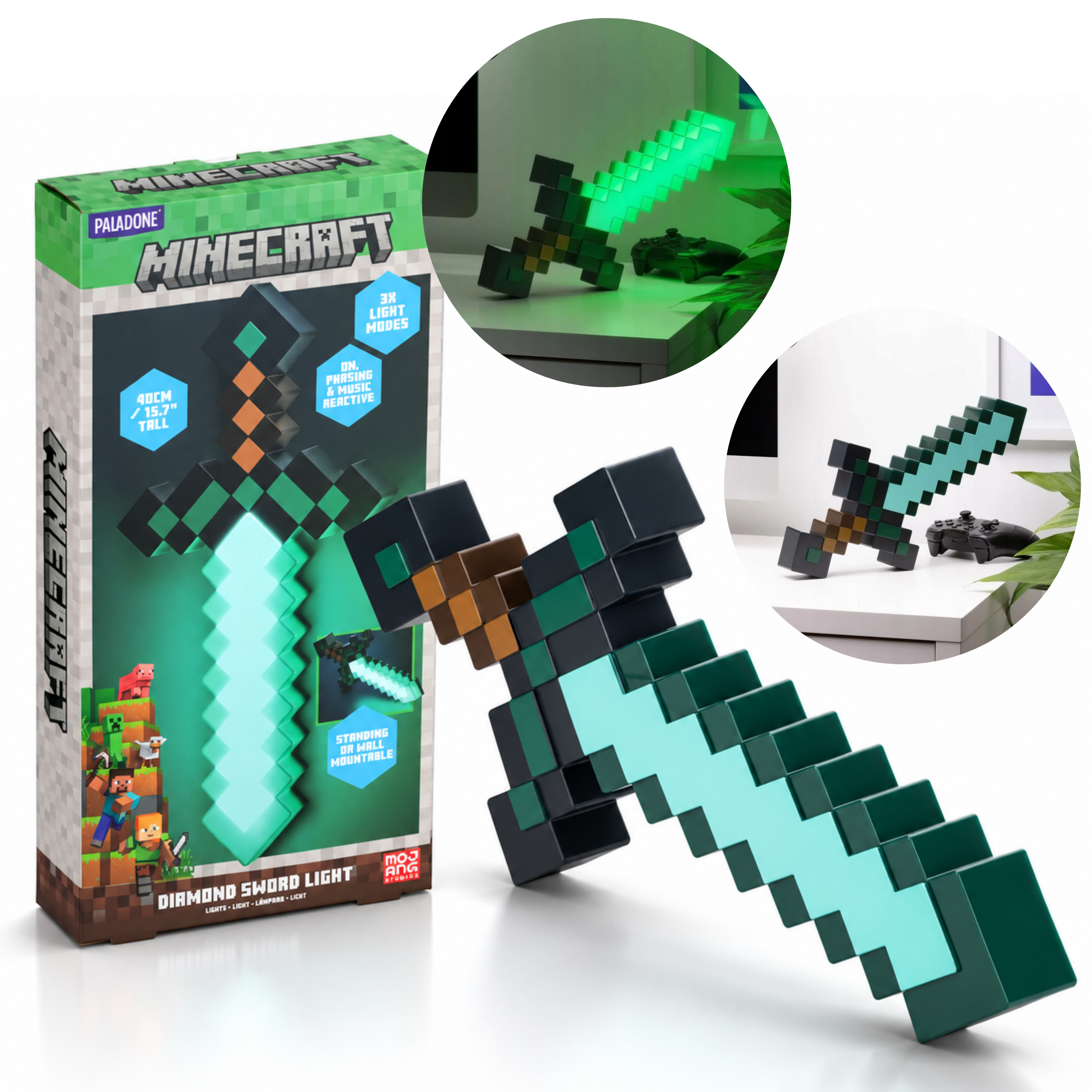 Lampka 3D Minecraft Diamentowy Miecz Paladone 40cm OUTLET #zdjecie14