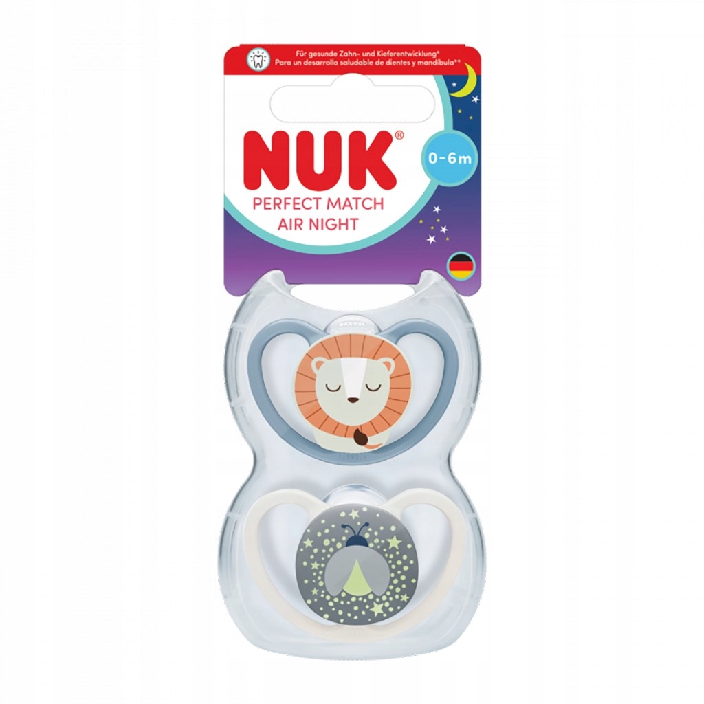 Smoczek NUK Perfect Match Air Night 0-6m 2szt świecący silikon pudełko #zdjecie2