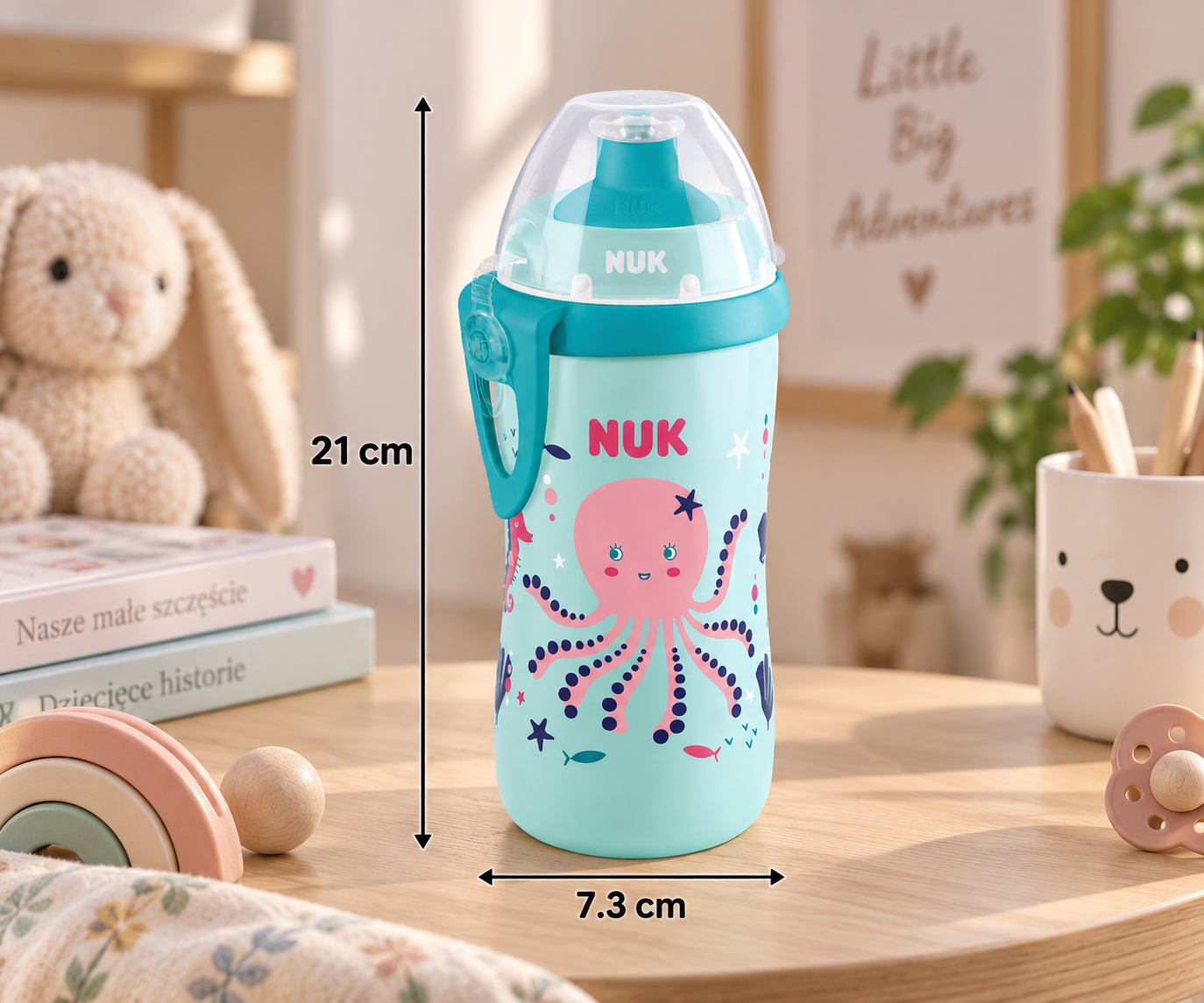 Kubek niekapek NUK Junior Cup 300ml 18m+ zmiana koloru ośmiornica miętowy #zdjecie5