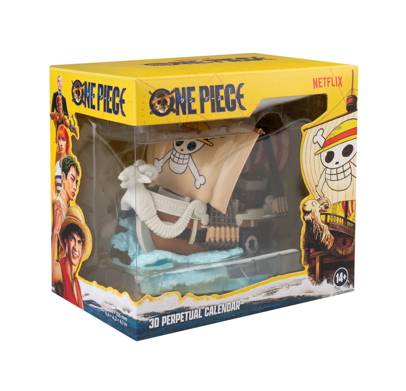 Kalendarz wieczny 3D One Piece Going Merry statek Netflix 5 klocków PVC #zdjecie2