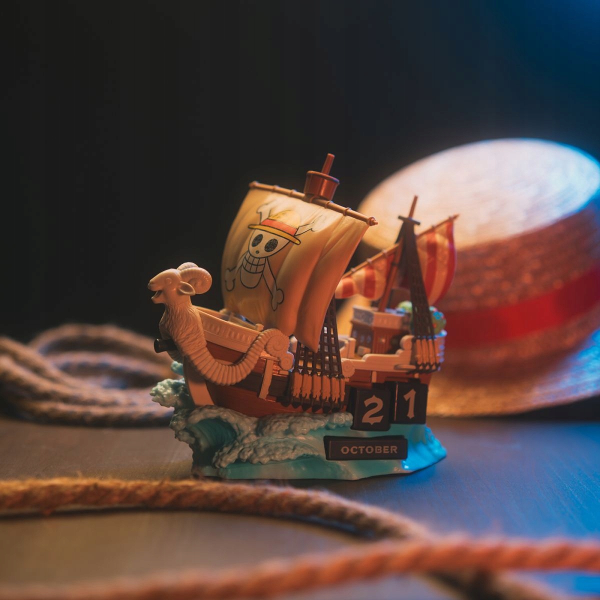 Kalendarz wieczny 3D One Piece Going Merry statek Netflix 5 klocków PVC #zdjecie3