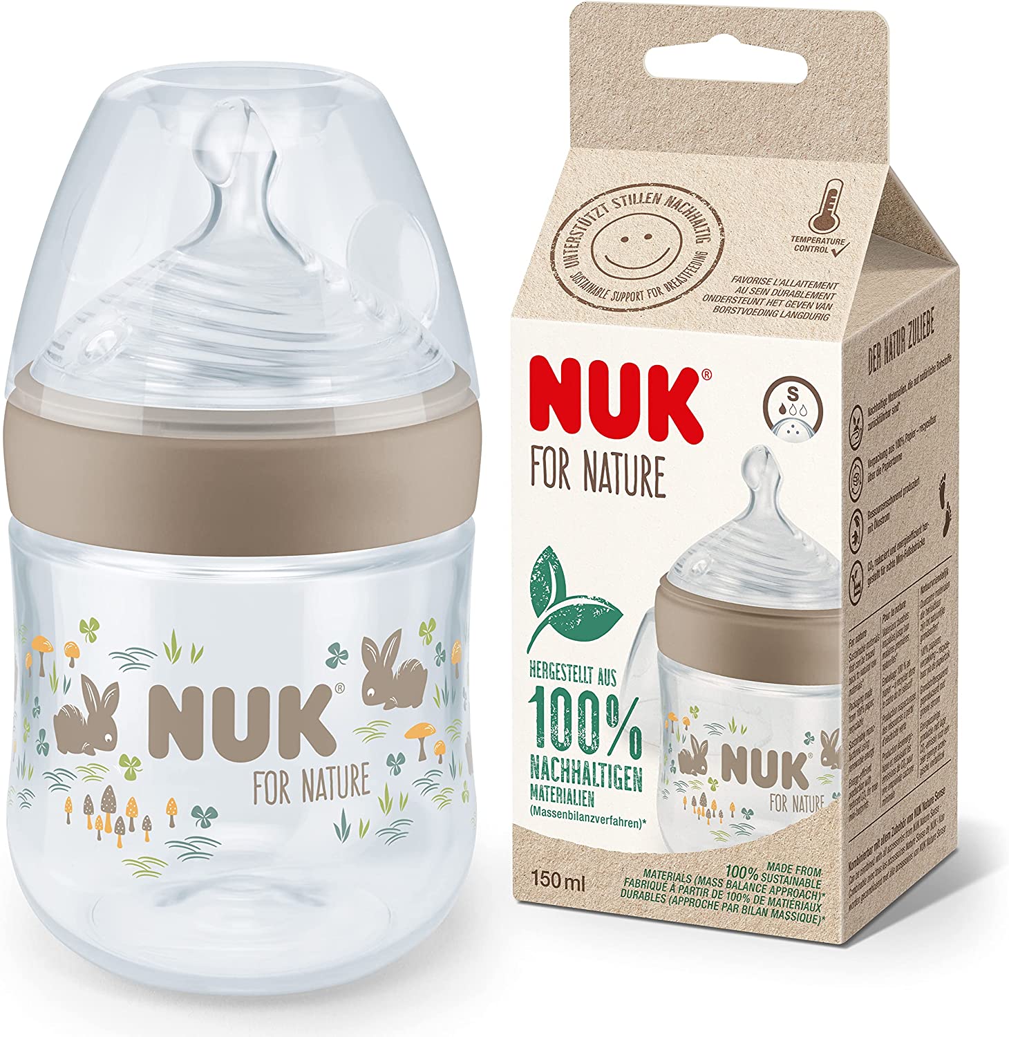 Butelka antykolkowa NUK for Nature 150ml 0-6m beżowa #zdjecie1