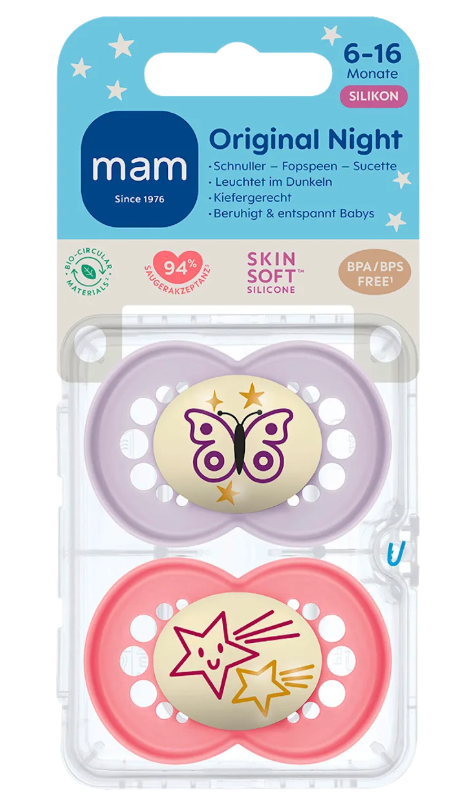 Smoczki MAM Original Night 6-16m 2szt świecące samosterylizacja motyl #zdjecie2