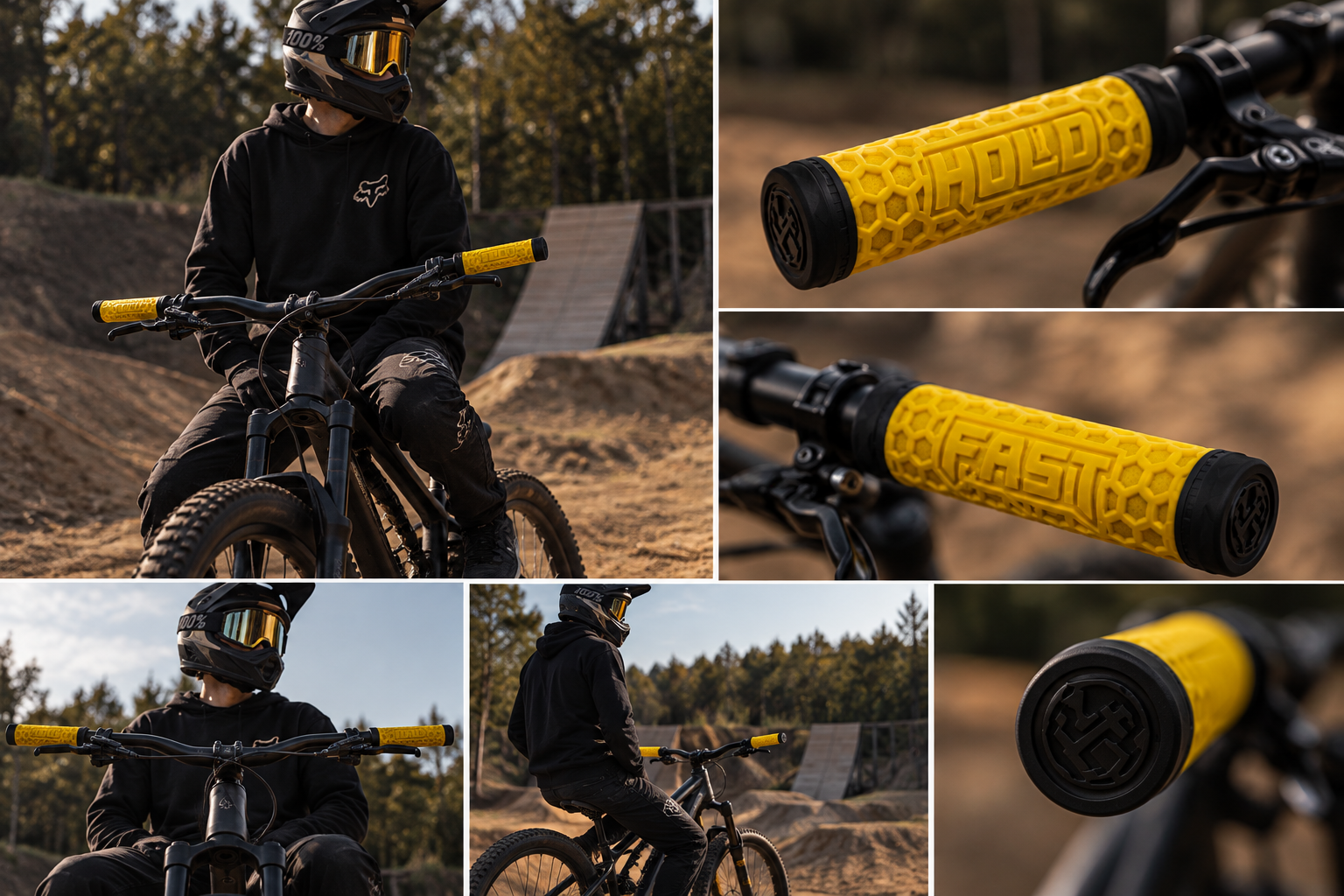 Gripy Rowerowe NS Bikes Hold Fast VEX III Żółte Yellow Obejmy Lock-On DJ #zdjecie5
