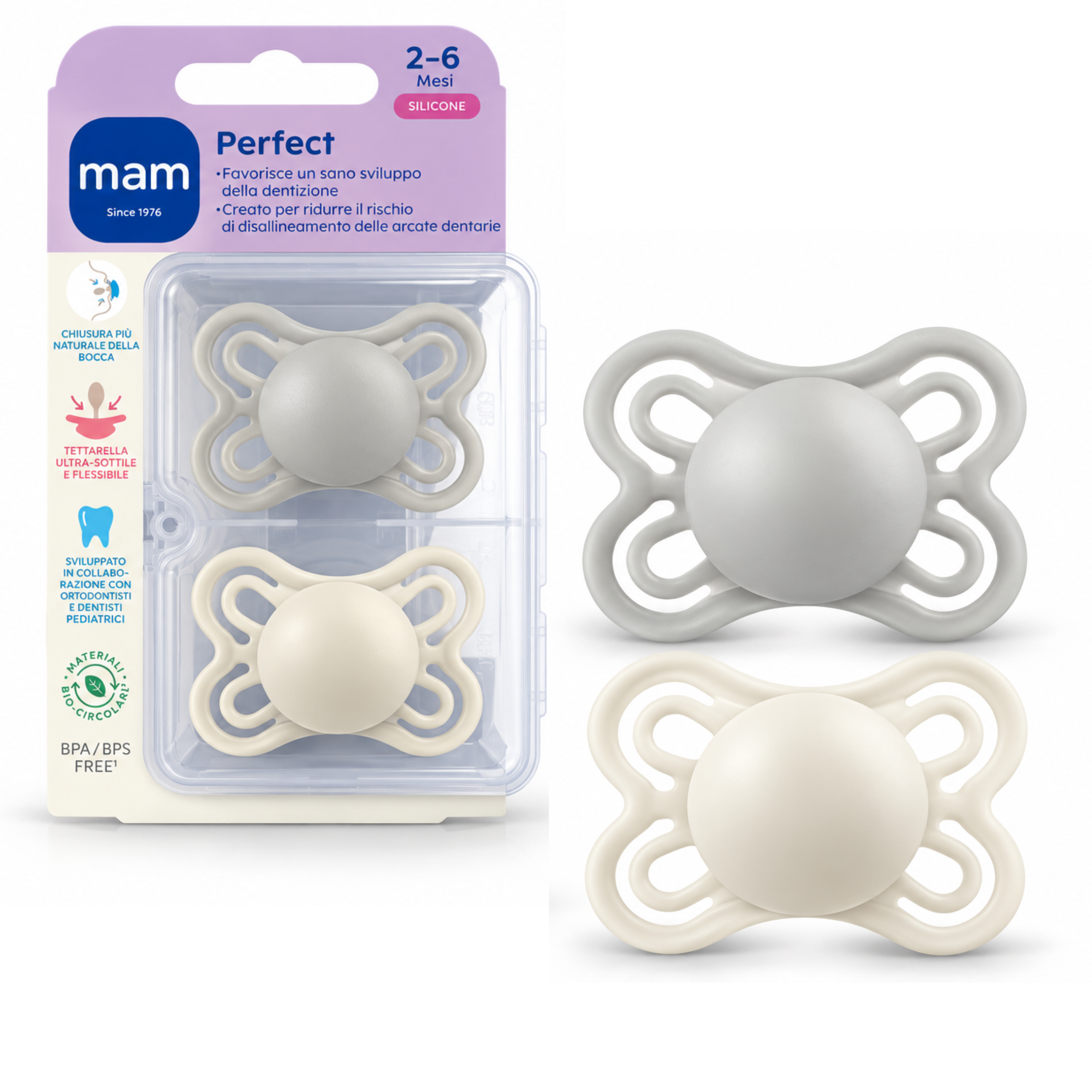 Smoczki MAM Perfect 2-6m 2szt silikon ortodontyczne pudełko mikrofala #zdjecie2