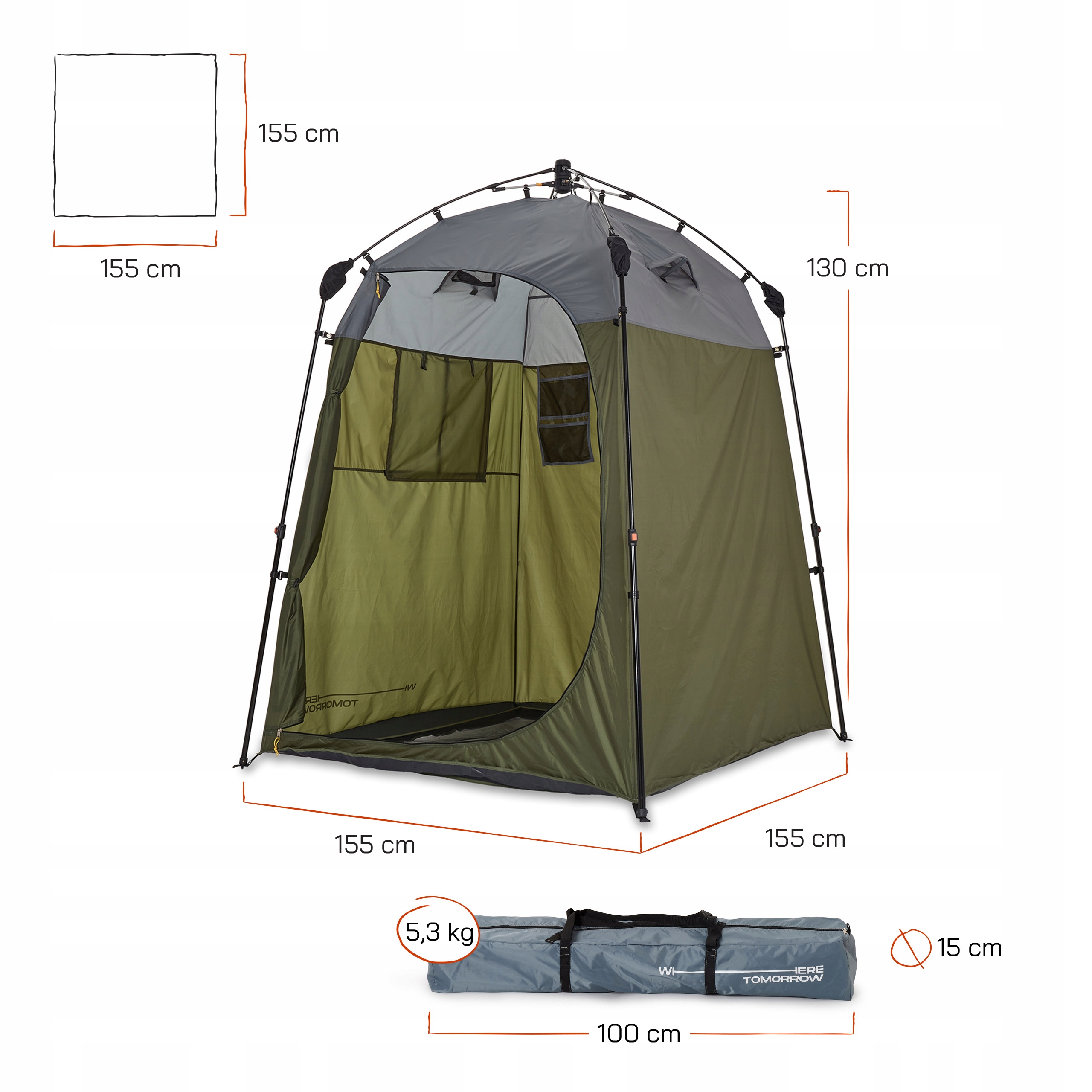 Namiot Prysznicowy WC Przebieralnia Lumaland Quick-Up 155x155x220cm Kemping #zdjecie1
