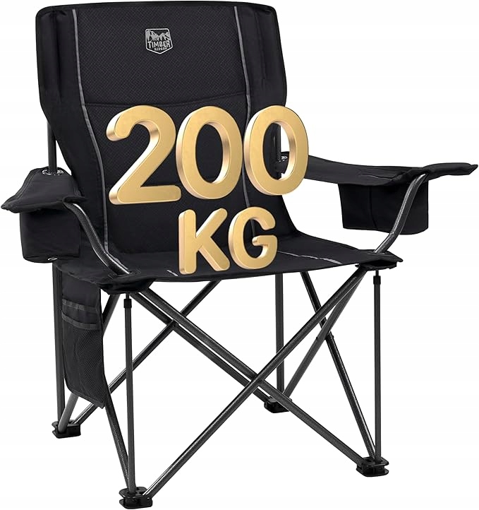 Timber Ridge Krzesło Turystyczne Składane XXL do 200kg Wyściełane Kemping #zdjecie1