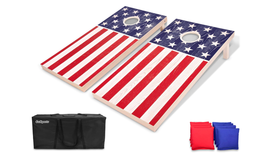 Gra Ogrodowa Cornhole GoSports Flaga Amerykańska Drewno 120x60 Worek Torba #zdjecie7