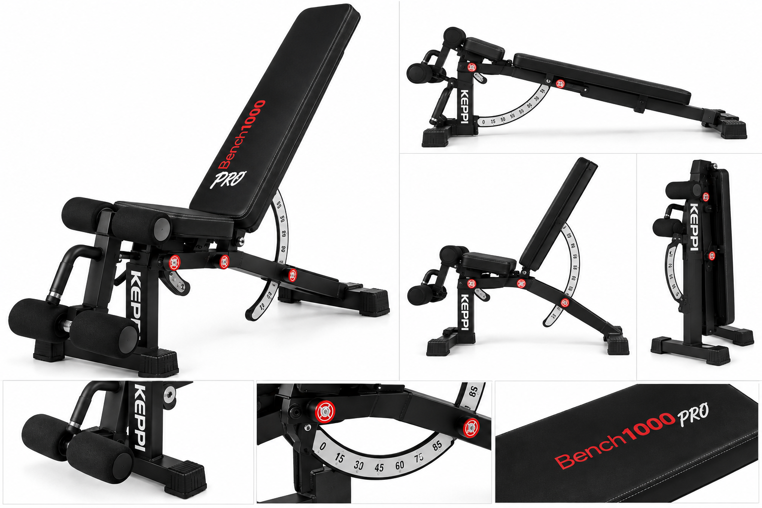 Ławka Treningowa Regulowana KEPPI Bench1000 Pro do 600kg Skośna Płaska #zdjecie1