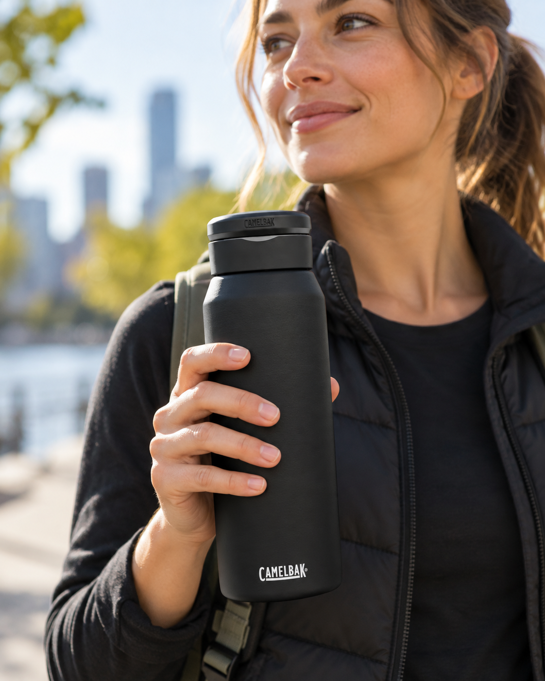 Butelka Termiczna CamelBak Fit Cap 1L Termos Stalowy 1000ml Czarny #zdjecie6