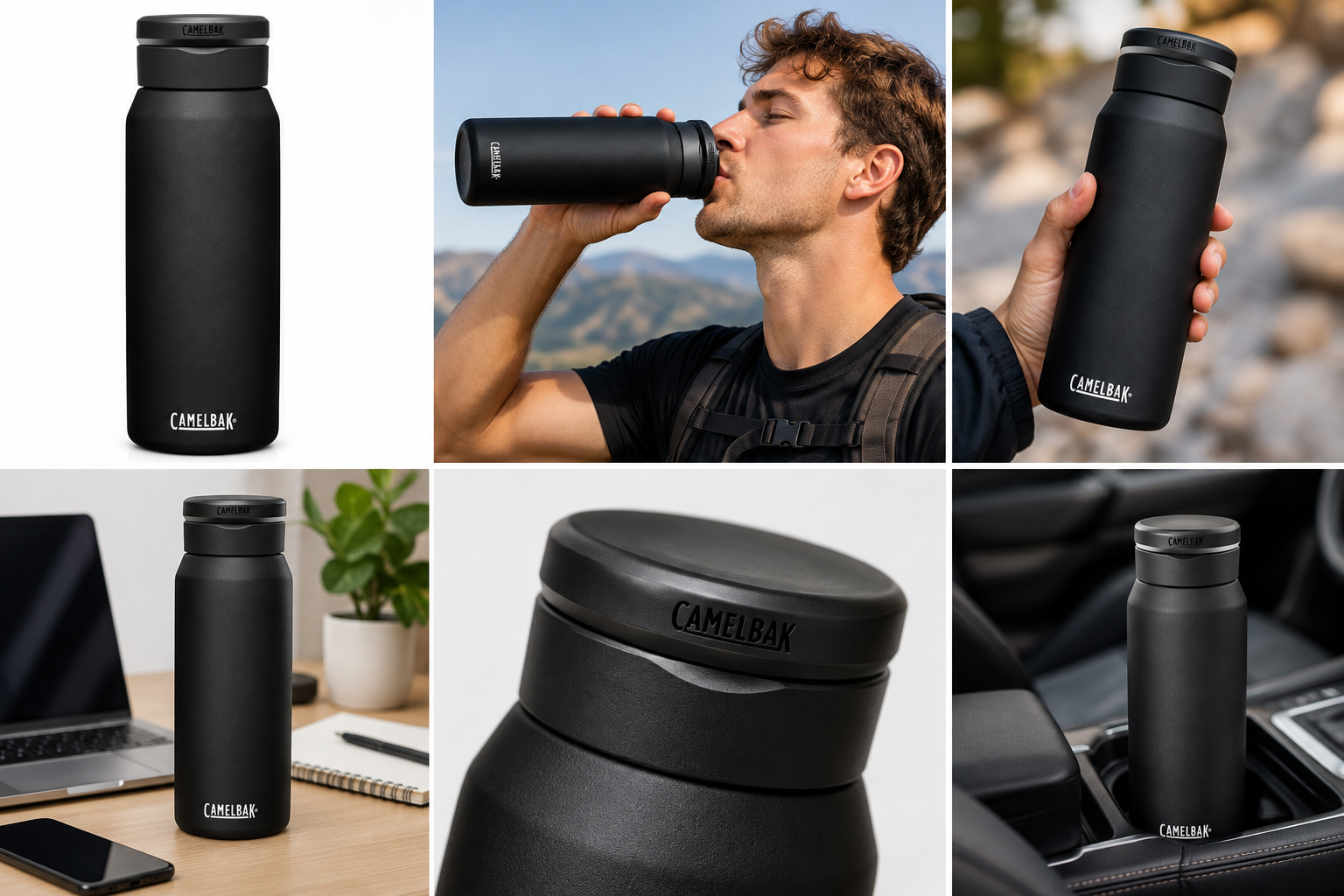 Butelka Termiczna CamelBak Fit Cap 1L Termos Stalowy 1000ml Czarny #zdjecie9