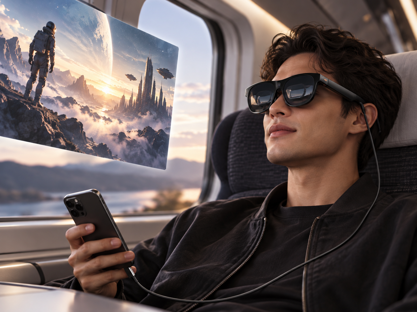 Okulary AR XREAL One Pro Czarny Rozmiar L Micro-OLED 120Hz USB-C Ekran Kinowy #zdjecie7