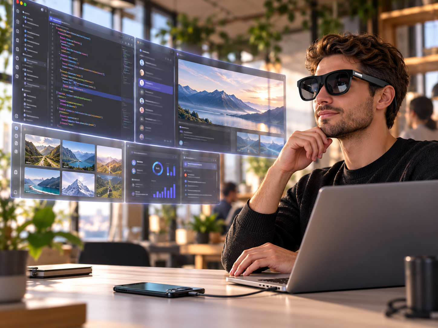 Okulary AR XREAL One Pro Czarny Rozmiar L Micro-OLED 120Hz USB-C Ekran Kinowy #zdjecie8